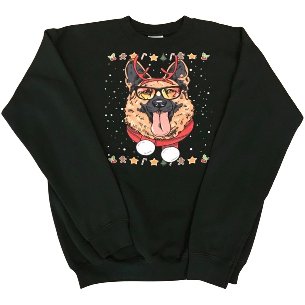 Christmas Sweatshirt with German Shepard D…